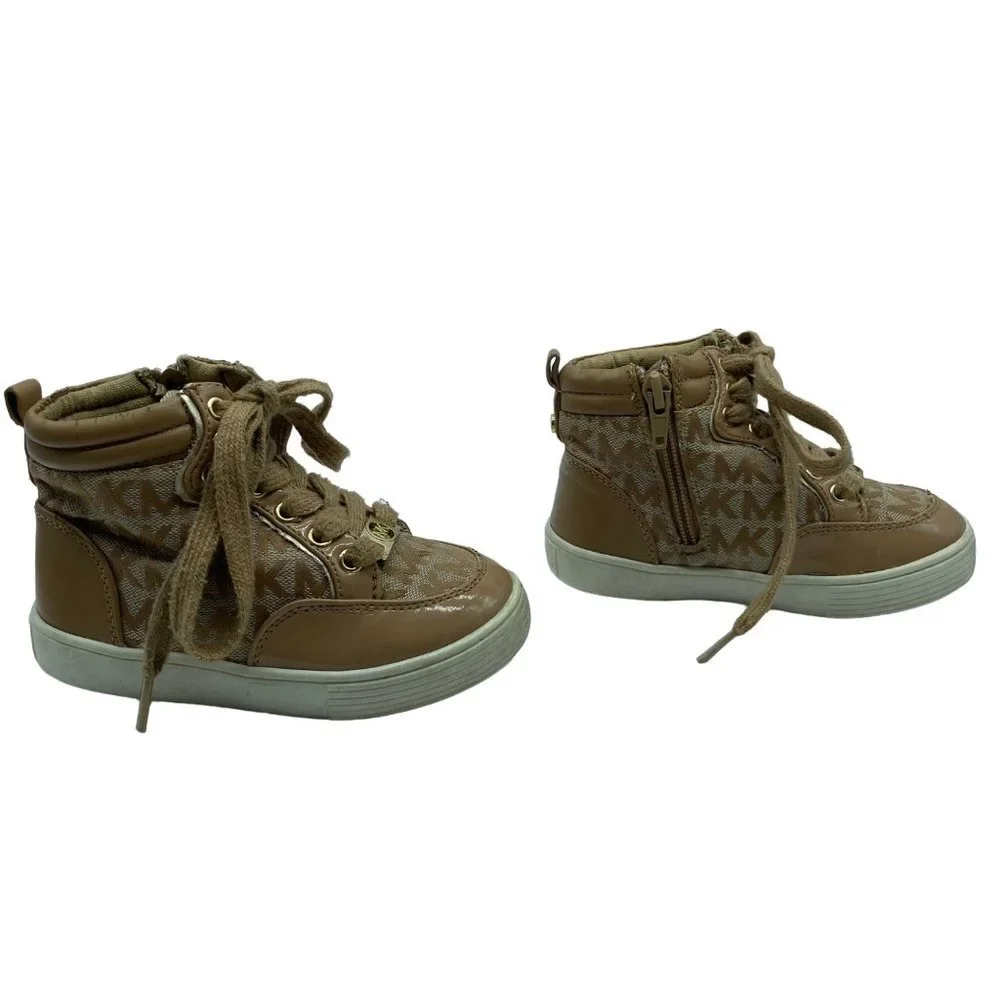 Michael Kors Tan Lil Mosely High Top Sneakers Shoes Toddler Size 8‎
